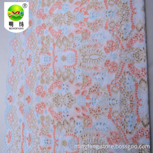 Wholesale 100% cotton eyelet embroidery lace fabric